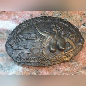 Blushing Melons Secret Hidden Stash Box Compartment 1970s Vintage Belt Buckle